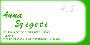 anna szigeti business card